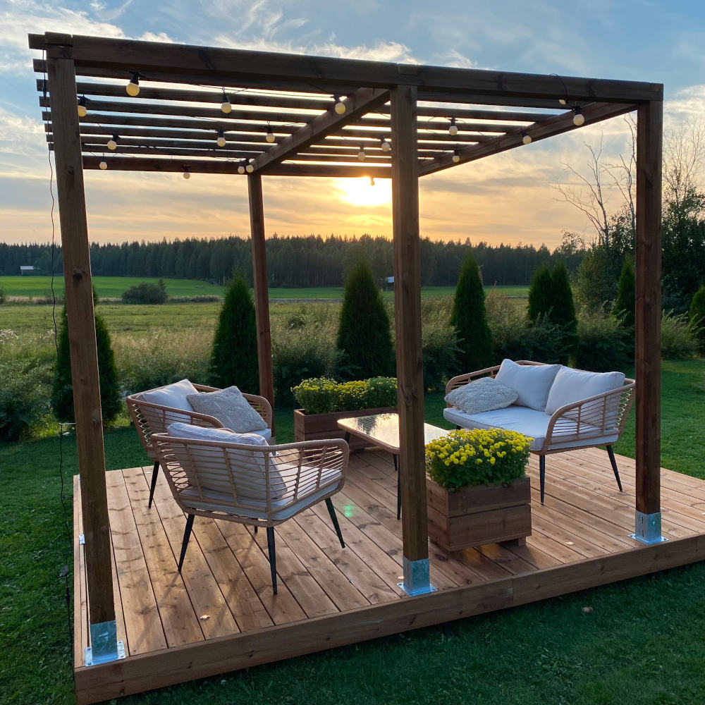 pergola sohvaryhmä vinorimakaide
