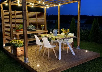 Patio terassi, pergola ja terassivalot
