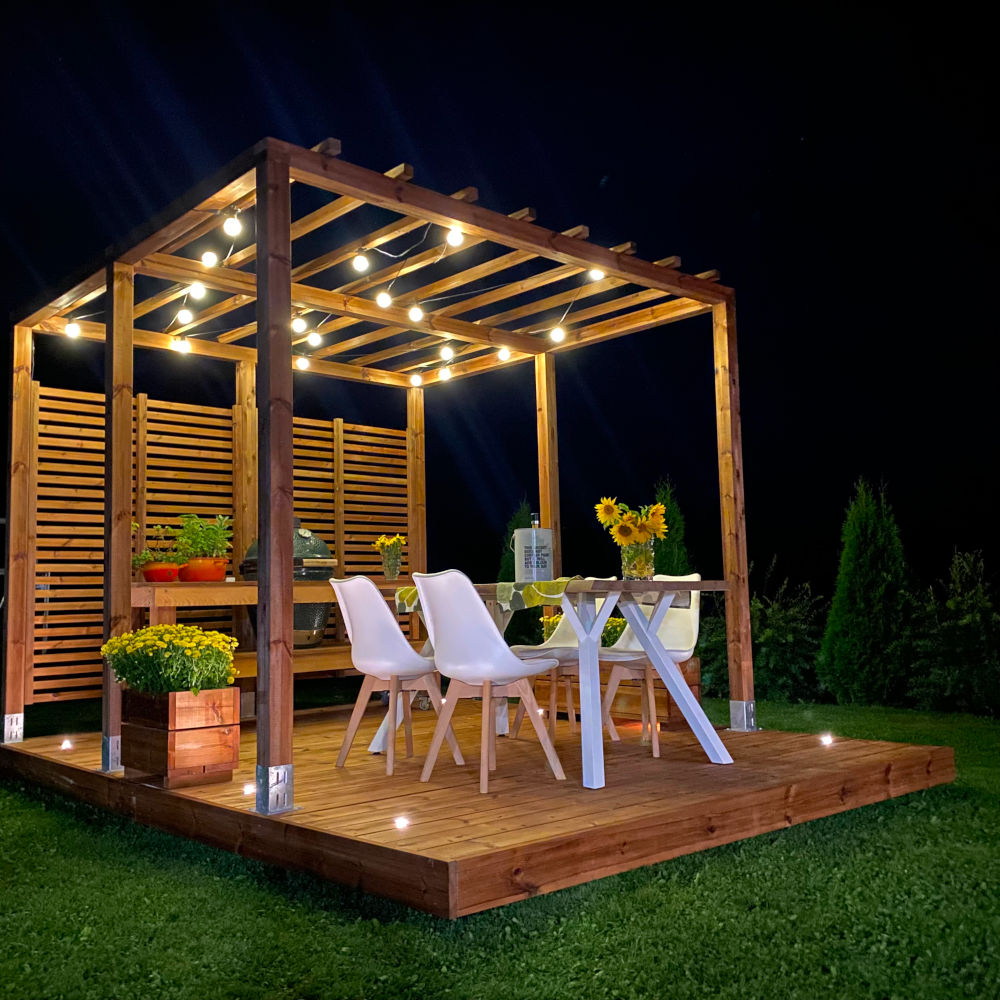 Terassivalot pergola Lehtikuusi kukkalaatikko